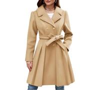 Générique Caban pour Femme Manteaux D'Hiver Cintré Coupe Trapèze Manteau Classique Col Revers Trench Coat D'Hiver pour Femme Manteau Double Boutonnage avec Poches Ceinturé