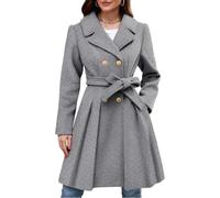 Générique Caban pour Femme Manteaux D'Hiver Cintré Coupe Trapèze Manteau Classique Col Revers Trench Coat D'Hiver pour Femme Manteau Double Boutonnage avec Poches Ceinturé