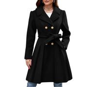 Générique Caban pour Femme Manteaux D'Hiver Cintré Coupe Trapèze Manteau Classique Col Revers Trench Coat D'Hiver pour Femme Manteau Double Boutonnage avec Poches Ceinturé
