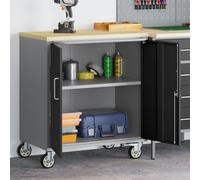 Générique Cabinet à Outils avec Roues et verrou Noir 75x45x85 cm en Acier,Armoires à Outils,26.2KG-4103485