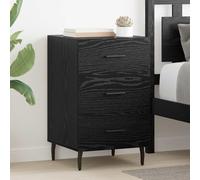 Générique Cabinet de Chevet Rustique 40x40x66 cm en Bois d'ingénierie, Table de Nuit avec tiroir et Pieds métal Noir, Commode Design pour Chambre