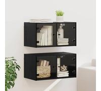 Générique Cabinets muraux Montage Mural 2 pcs Chêne Noir 68 x 37 x 35 cm,Meubles,Armoires & Meubles de Rangement,Casiers & armoires de Rangement,Noir,25.9 KG,882918