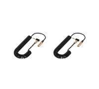 Générique Câble Audio 3.5mm, cordon d'extension de haut-parleur rétractable à ressort coudé à 90 degrés for ordinateur et téléphone portable(2Pcs 3.5mm Audio)