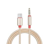 Générique Câble audio tressé en nylon Type-C mâle vers 3 5 mm TRRS cordon adaptateur Hi-Fi plaqué or pour casque stéréo de voiture et domestique brancher utiliser