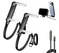 Générique Câble Chargeur 2-en-1 Invisible avec Support en T - Câble Tressé USB-C 240W Charge Rapide 1,5m, pour Tous les Téléphones et Tablettes Compatibles Type-C (2PCS)