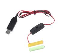 Générique Câble d ' élimination de Piles LR03, câble d ' Alimentation USB de 2m, Remplacement de 2 Piles 1.5V pour Jouet électrique, Lampe de Poche, Horloge USB