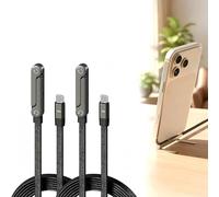 Générique Câble de Charge Rapide Tressé avec Support de Téléphone Intégré, Câble Chargeur 2-en-1 Invisible Plat, Ultra Rapide Câbles 1,5m,Pour Jeux Et Bureautique (2pcs)