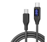 Générique Câble de chargement de type C à type C avec affichage, Black | Alimentation 60 W, affichage LED, de données 2.0, cordon en silicone pour téléphones, connecteurs doubles