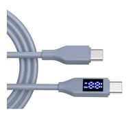 Générique Câble de chargement de type C à type C avec affichage, Grey | Alimentation 60 W, affichage LED, de données 2.0, cordon en silicone pour téléphones, connecteurs doubles