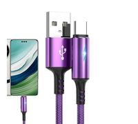 Générique Câble de type C - Fil de charge en nylon, cordon de pouvoirs LED | Chargeur d'ordinateur téléphonique rapide, connecteur USB C USB C, technologie de fermeture automatique, câble enchevêtré, ac
