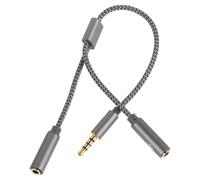 Générique Câble Interface pour Répartiteur Casque 3,5 Adaptateur Audio Mm Argenté en Construction Robuste Nylon et Cuivre Mâle vers Femelle Compatible Large pour Microphone et Écouteurs