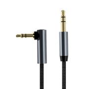 Générique Câble mâle à mâle de 3, 5 mm en forme de L, cordon stéréo tressé avec prise droite pour utilisation du port latéral stéréo de voiture, écoute de casque et de bureau