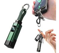 Générique Câble porte-clés 4 en 1 avec écran intelligent, alliage de zinc, charge rapide 65 W, cordon court pour téléphone, câble de données, connecteur multi-interface pour voiture et bureau (Vert)