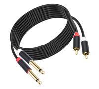 Générique Câble répartiteur adaptateur 6, 35 mm double 2 Y, 1.5m | Câble séparateur adaptateur 6.35mm à Double 2RCA Y, plaqué or, interconnexion bidirectionnelle pour amplificateur