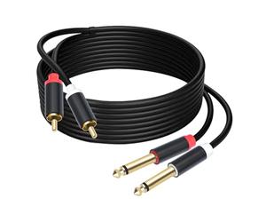 Générique Câble répartiteur adaptateur 6, 35 mm double 2 Y, 3m | Câble séparateur adaptateur 6.35mm à Double 2RCA Y, plaqué or, interconnexion bidirectionnelle pour amplificateur