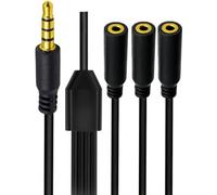 Générique Câble répartiteur stéréo 3, 5 mm, plaqué or, Three interfaces | Connecteurs plaqués or avec câble de 30 cm de long pour une écoute simultanée sur plusieurs appareils