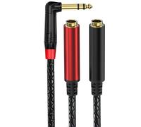 Générique Câble répartiteur stéréo en Y plaqué 6.35mm, adaptateur pour casque/guitare à angle droit 1/4 pouce mâle à femelle
