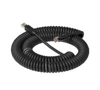 Générique Câble Réseau Industriel Cat6A, Double Blindé Haute Flexibilité | 1 Pièce Câble Spiralé 8 Broches RJ45, Design Rétractable, Anti-Interférence(Black,5M)