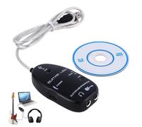 Générique Câble USB Guitar Link - Adaptateur d'enregistrement PC, audio 16 bits 48 kHz | Interface Jack 1/4 pouces USB, de la sortie casque pour ordinateur portable, accessoire d'apprentissage