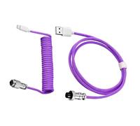 Générique Câble USB Spiralé de Type C pour Clavier Mécanique, Câble de Données de Jeu Personnalisé Aviator, Connecteur de Prise d'Air (3 mètres) (Violet)