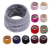 Générique Cache-Cou Hiver Écharpe Circulaire Écharpe chaude tricotée pour enfants Tricotée Tour de Cou Col Épaisse Cache Cou Doublée de Tube Écharpe en Polaire Thermique Doux (Gris, One Size)