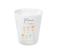 Générique Cache-Pot Mamie personnalisé - Cadeau Fête des Mamies - Cache Pot céramique 10 cm avec Trou de Drainage - Fleurs avec prénoms Enfants