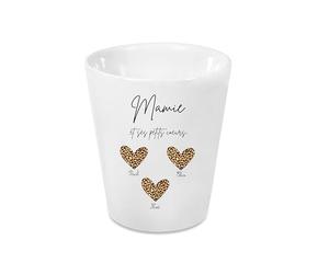 Générique Cache-Pot Mamie Personnalisé - Mamie et Ses Petits Cœurs - Cadeau Fête des Mamies - Prénoms Petits-Enfants - Pot de Fleur en Céramique avec Trou de Drainage