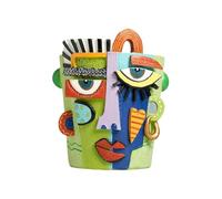 Générique Cache-Pot Visage Abstrait | Tête De Planteur Colorée | Conteneur de avec Trou de Drainage - Support pour Déco Intérieur/Extérieur et Terrasse (15 cm)
