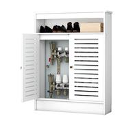 Générique Cache-radiateur élégant pour Salon et Salle de Bain, Organiseur décoratif avec 2 Portes, étagère multifonctionnelle pour Chaussures et Serviettes, 70 x 90 x 20 cm.