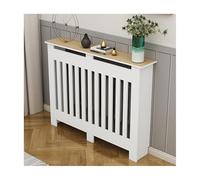 Générique Cache-radiateur Moderne - Étagère Blanche pour Meuble Chauffant, Grille à Lattes Verticales, élément Mural décoratif pour Salon, Cuisine, Couloir et Chambre (90 x 70 x 25 cm)