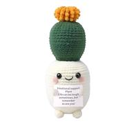 Générique Cactus Positif Au Crochet | Décoration Miniature en Laine Fait Main | Support Émotionnel pour Bureau, Canapé, Chevet Ou Bureau | Compact Et Mignon 13x5cm, Cadeau Maison Ou Travail