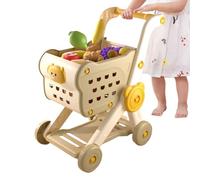 Générique Caddie De Courses Enfant, 27x40x50cm Chariot De Courses Enfant, Chariot Course Jouet avec 15 Pièces Accessoires De Fruits Légumes Nourriture, Jouets Éducatifs pour Garçons Et Filles