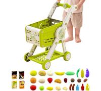 Générique Caddie Jouet Enfant,Caddie avec Set Nourriture Jouet Cuisine Enfant | Accessoires Épicerie pour Tri Apprentissage Jeu d'Imitation 1-3 Ans et Plus