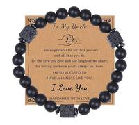 Générique Cadeau Couple Saint Valentin À mon père oncle amour -père fiancé cadeaux bracelet en de noire avec carte pour hommes adolescents (J, One Size)