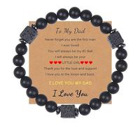 Générique Cadeau Couple Saint Valentin À mon père oncle amour -père fiancé cadeaux bracelet en de noire avec carte pour hommes adolescents (I, One Size)