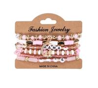 Générique Cadeau Couple Saint Valentin Bracelet de perles Bracelet lettre empilé Parfait pour vos proches et votre maman de jour unique Un empilé avec une signification extraordinaire (C, 18cm)