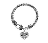 Générique Cadeau Couple Saint Valentin Bracelet -mère Ceystal Chaîne Charme Professeur Coeur Amour Famille Bracelet Anniversaire Fille Maman Mère Strass Cadeau Bracelets (H, One Size)