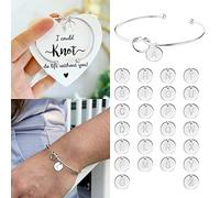 Générique Cadeau Couple Saint Valentin Plaqué amour noeud initial disque bracelet tous les 26 lettres alphabet manchette bracelet bracelets en argent pour femmes filles (SL22, One Size)