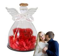 Générique Cadeau d'ange Rose - Figurines en Verre avec Fleurs préservées, éternelle pour Thanksgiving, Mariage, Anniversaire de Noël | Accessoire décoratif et élégant Les Souvenirs événements spéc