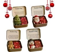 Générique Cadeau de câlin de Poche de Noël, décorations de poupée de Noël en Feutre Faites à la Main dans Une boîte, Un Petit câlin Que Vous Pouvez Transporter avec Une Carte sincère (4pcs)