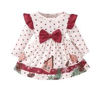 Générique Cadeau de Noël, BéBéS Filles Ma PremièRe Robe De NoëL Costume Noel Bebe Fille Bébé Fille Naissance Combinaison avec Jupe Robe | Manches Longues