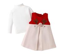 Générique Cadeau de Noël, BéBéS Filles Ma PremièRe Robe De NoëL Robe en Tulle à Manches Longues Bébé Fille Manches Longue à Carreaux Rouge Vetement Bebe Noel | VêTements BéBé Fille