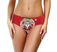 Générique Cadeau De Noël Casual Slips Femme Drôle Père Noël Imprimé Bikini Doux Renne Mignon String Drôle Sexy Chic Underwear Shorty Culottes De Noel