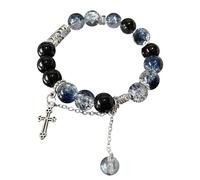 Générique Cadeau Naturelle Bracelet Bracelet En Classique Bracelet Elastic Rope Bracelet Good Jade Dainty Beaded Bracelet Noir Naturelle En Plusieurs Bijoux (Black, One Size)