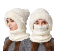 Générique Cadeau Noel Femme Chic Blanche Chauffant Off the Shoulder Étole Echarpes Homme Sacs Et Accessoires Hiver Gants Triangle Cheche Avec Pompon Laine Épaisse Sleeveless