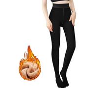 Générique Cadeau Noel Femme Collant Polaire Femme Effet Transparent Leggings Thermiques Epais Translucide Extensible Collant Chaud d'hiver Opaques Pantalons Taille Haute Hiver Legging A-Noir-300g L