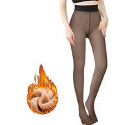 Générique Cadeau Noel Femme Collant Polaire Femme Effet Transparent Leggings Thermiques Epais Translucide Extensible Collant Chaud d'hiver Opaques Pantalons Taille Haute Hiver Legging B-Café-220g S