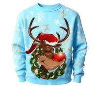 Générique Cadeau Noël Pull Homme Mode Casual T-Shirt Manches Longues Homme Sport Coton Pull Moche de Noel Homme Lumineux Grande Taille Cadeau Noël Femme