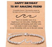 Générique Cadeau Poignet Connecté Bracelet Élastique Anneaux réglable perle d’argent chaîne de perles sœur bracelet de perles d’argent Maman Hommes Amoureux Plusieurs Choix Anneaux (E, One Size)