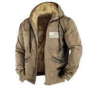 Générique Cadeau Pour Homme Sportswear Zippé Hiver à Capuche Manteau Veste Manches Longues Décontractée Tendance Gilet Blouson Veste Noir Homme Trench(Kaki,L)